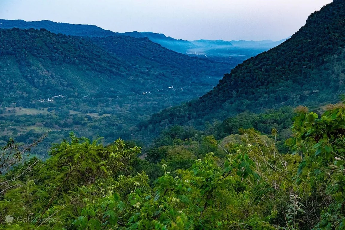 Vista de las montañas y la vegetación de la Huasteca